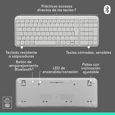 Teclado Inalámbrico Bluetooth Logitech K250 Blanco - 6