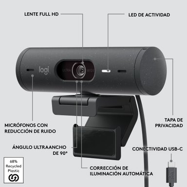 Cámara web Logitech Brio 500 Full HD Negro - 7