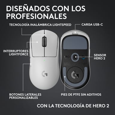 Mouse Inalámbrico Logitech G PRO X SUPERLIGHT 2C LIGHTSPEED Blanco - 6