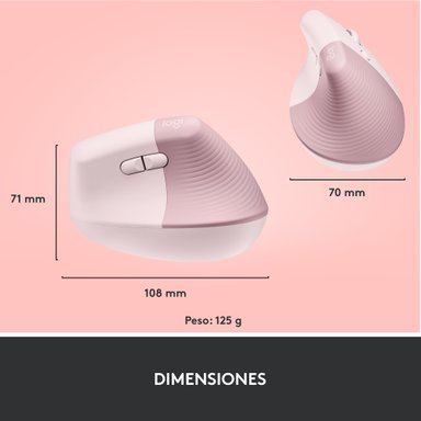 Mouse ergonómico vertical Logitech Lift Rosado - 7