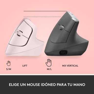 Mouse ergonómico vertical Logitech Lift Rosado - 8