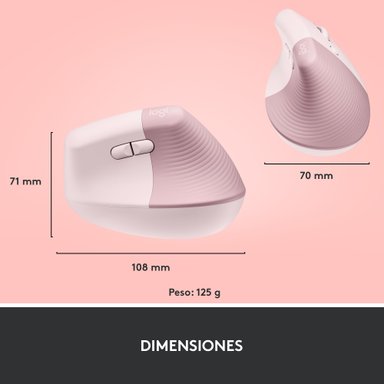 Mouse ergonómico vertical Logitech Lift Rosado - 9