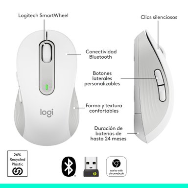 Mouse inalámbrico Logitech Signature M650 L Blanco - 4