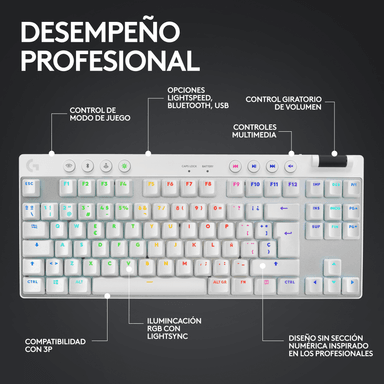 Teclado Inalámbrico Logitech G PRO X TKL LIGHTSPEED Blanco - 3