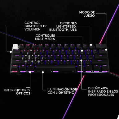Teclado inalámbrico Logitech G PRO X 60 LIGHTSPEED para juegos Negro - 3