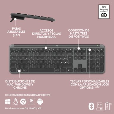 Teclado Inalámbrico Logitech Signature Slim K950 Negro - 9