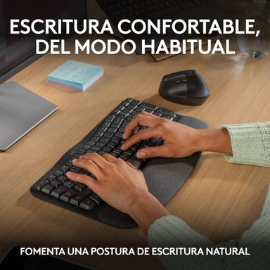 Teclado Ergonómico Inalámbrico Logitech Wave Keys con reposamanos Negro - 3