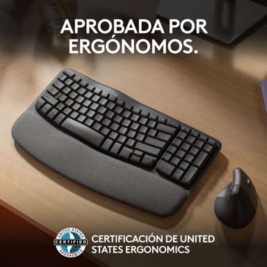 Teclado Ergonómico Inalámbrico Logitech Wave Keys con reposamanos Negro - 5