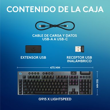 Teclado inalámbrico discreto LOGITECH G915 X LIGHTSPEED para juegos Negro - 7