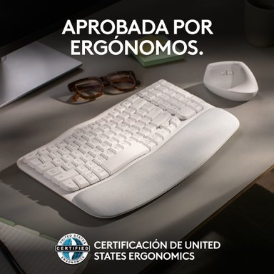Teclado Ergonómico Inalámbrico Logitech Wave Keys con reposamanos Blanco - 4