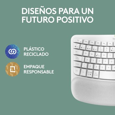 Teclado Ergonómico Inalámbrico Logitech Wave Keys con reposamanos Blanco - 8