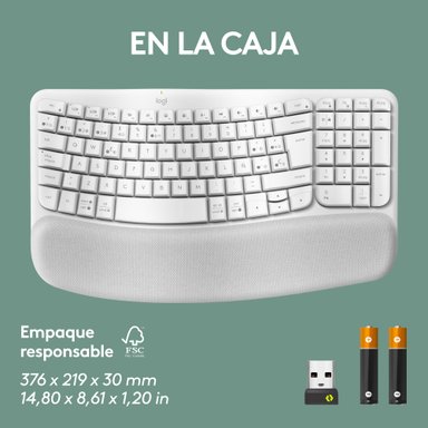 Teclado Ergonómico Inalámbrico Logitech Wave Keys con reposamanos Blanco - 9