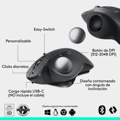 Mouse Trackball inalámbrico avanzado MX Ergo S Negro - 4