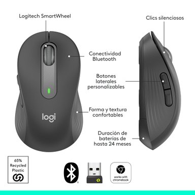 Mouse inalámbrico Logitech Signature M650 L Negro - 5