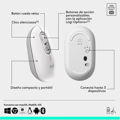 Combo teclado y mouse Logitech POP Icon Blanco - 7
