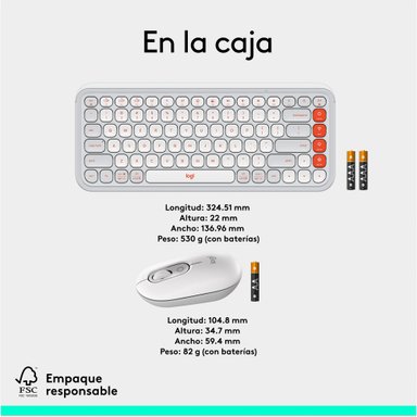 Combo teclado y mouse Logitech POP Icon Blanco - 10