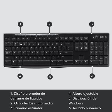 TECLADO INALÁMBRICO LOGITECH K270 NEGRO - 5