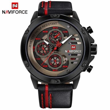 RELOJ NAVIFORCE HOMBRE ANÁLOGO NEGRO NAV-40 ACERO CUERO