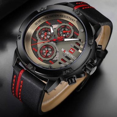 RELOJ NAVIFORCE HOMBRE ANÁLOGO NEGRO NAV-40 ACERO CUERO - 3