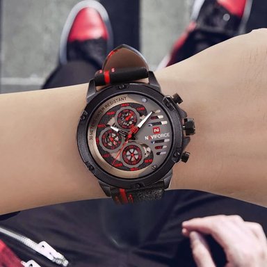 RELOJ NAVIFORCE HOMBRE ANÁLOGO NEGRO NAV-40 ACERO CUERO - 4