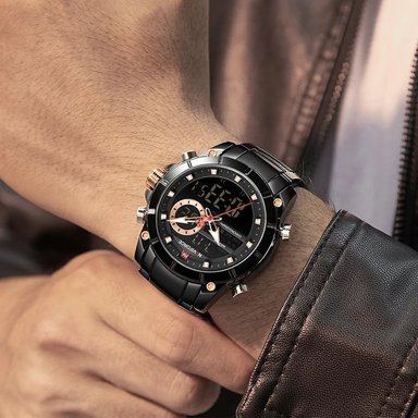 RELOJ NAVIFORCE HOMBRE ANÁLOGO NEGRO NAV-20 ACERO - 3