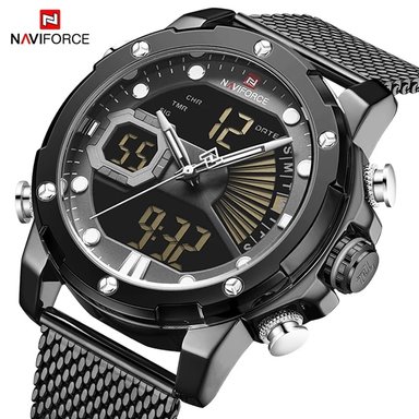 RELOJ NAVIFORCE HOMBRE ANÁLOGO NAV-11 MALLA NEGRO ACERO
