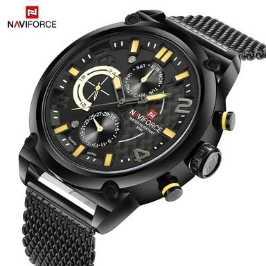 RELOJ NAVIFORCE HOMBRE ANÁLOGO NAV-7 MALLA NEGRO ACERO - 2