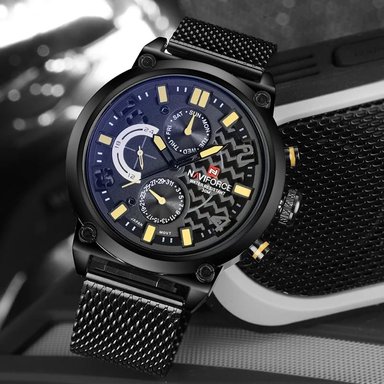 RELOJ NAVIFORCE HOMBRE ANÁLOGO NAV-7 MALLA NEGRO ACERO - 4