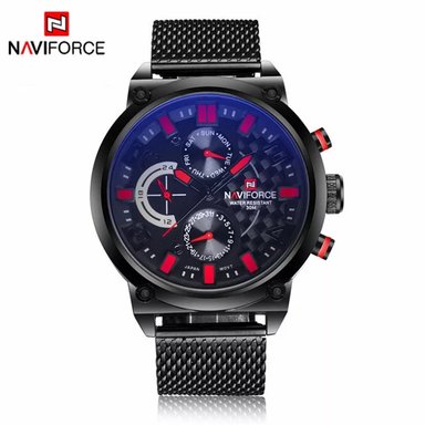 RELOJ NAVIFORCE HOMBRE ANÁLOGO NAV-6 MALLA NEGRO ACERO