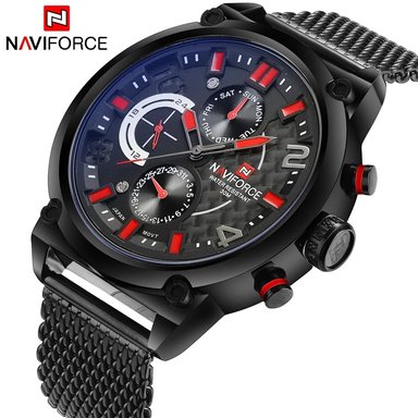 RELOJ NAVIFORCE HOMBRE ANÁLOGO NAV-6 MALLA NEGRO ACERO - 2