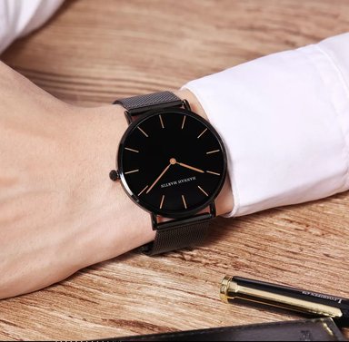 RELOJ HANNAH MARTIN HOMBRE ANÁLOGO NEGRO ORO ROSA HAN-1 - 3