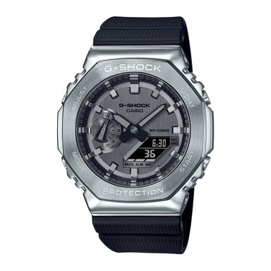 RELOJ HOMBRE ANÁLOGO PLATEADO NEGRA GM-2100-1 ACERO RESINA