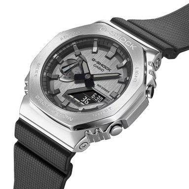 RELOJ HOMBRE ANÁLOGO PLATEADO NEGRA GM-2100-1 ACERO RESINA - 2