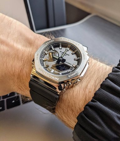 RELOJ HOMBRE ANÁLOGO PLATEADO NEGRA GM-2100-1 ACERO RESINA - 4