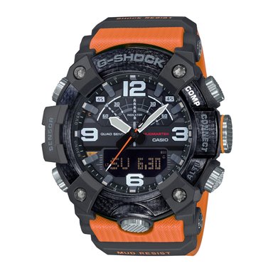 RELOJ HOMBRE ANÁLOGO NEGRO NARANJA GG-B100-1A9 RESINA