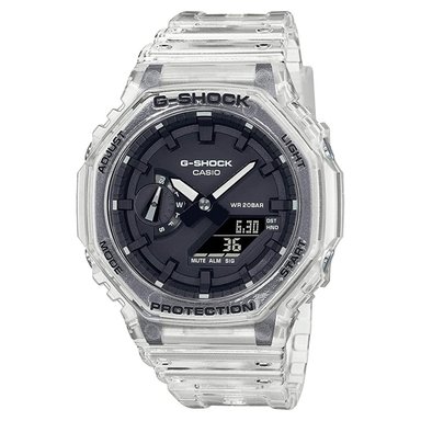 RELOJ HOMBRE ANÁLOGO GRIS TRANSPARENTE NEGRO GA-2100SKE-7A RESINA