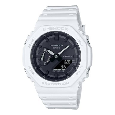RELOJ HOMBRE ANÁLOGO BLANCO NEGRO GA-2100-7A RESINA