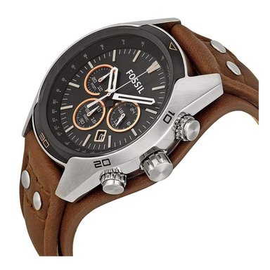 RELOJ FOSSIL HOMBRE ANÁLOGO NEGRO PLATEADO MARRON CH2891 ACERO CUERO - 2