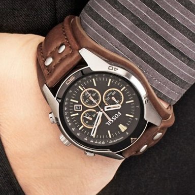 RELOJ FOSSIL HOMBRE ANÁLOGO NEGRO PLATEADO MARRON CH2891 ACERO CUERO - 3
