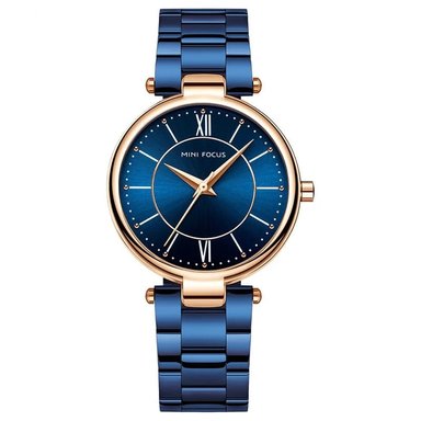 RELOJ MINI FOCUS MUJER ANÁLOGO ORO ROSA AZUL MIN-M-9 ACERO