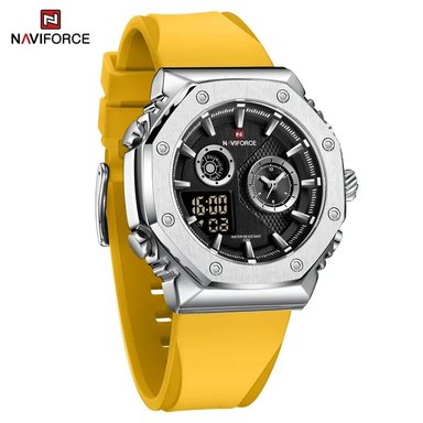 RELOJ NAVIFORCE HOMBRE DIGITAL NF9216T-SBY CORREA AMARILLA NAV-93 ACERO SILICONA