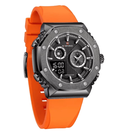 RELOJ NAVIFORCE HOMBRE DIGITAL NF9216T-SBY CORREA NARANJA NAV-97 ACERO SILICONA