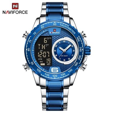 RELOJ NAVIFORCE HOMBRE DIGITAL NF9199S PLATEADO AZUL NAV-110 ACERO INOXIDABLE