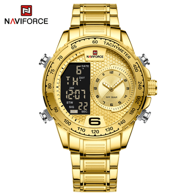 RELOJ NAVIFORCE HOMBRE DIGITAL NF9199S DORADO NAV-111 ACERO INOXIDABLE