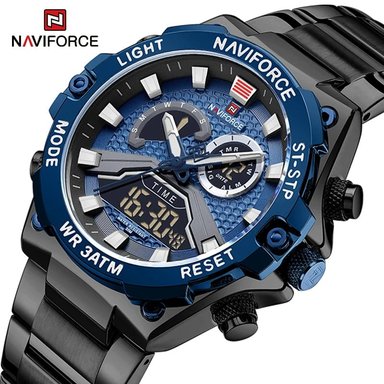 RELOJ NAVIFORCE HOMBRE ANÁLOGO NF9207 NEGRO AZUL NAV-91 ACERO