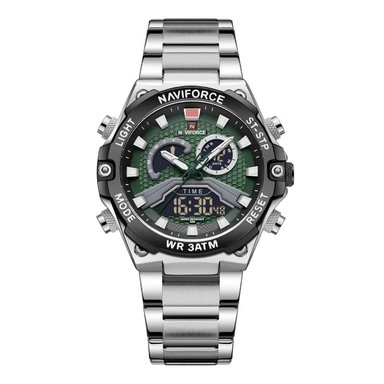 RELOJ NAVIFORCE HOMBRE ANÁLOGO NF9207 PLATEADO VERDE NAV-89 ACERO