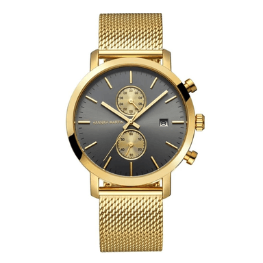 RELOJ HANNAH MARTIN HOMBRE ANÁLOGO DORADO NEGRO HAN-27 ACERO