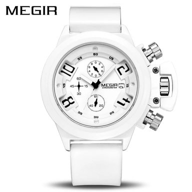 RELOJ MEGIR HOMBRE ANÁLOGO BLANCO MEG-17 ACERO SILICONA
