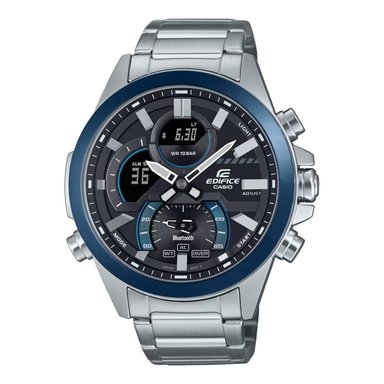 RELOJ CASIO PLATEADO-NEGRO ECB-30DB-1A-DF