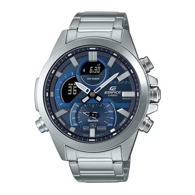 RELOJ CASIO PLATEADO-AZUL ECB-30D-2ADF